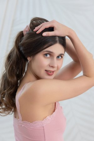 Luna Moonie strips pink pajamas in bed slow tease topless kneeling nude solo morning — Luna Moonie #4