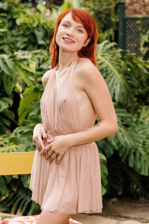 Milkavi teases in sheer lingerie outdoors, barefoot on grass, her hands sliding down her body slowly — Milkavi #1