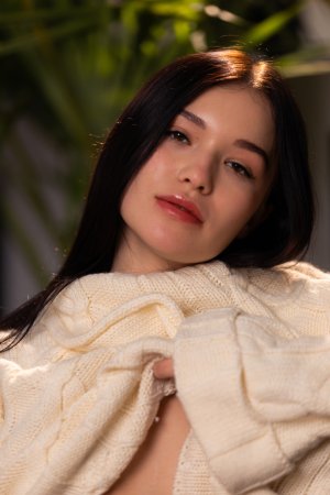 Wikki K bares all in cozy bedroom poses with sweater and yellow lingerie teasing skin — Wikki K #2