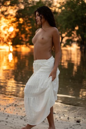 Kate AP bares all on the beach at sunset, water glistening on her skin as she poses nude — Kate AP #6