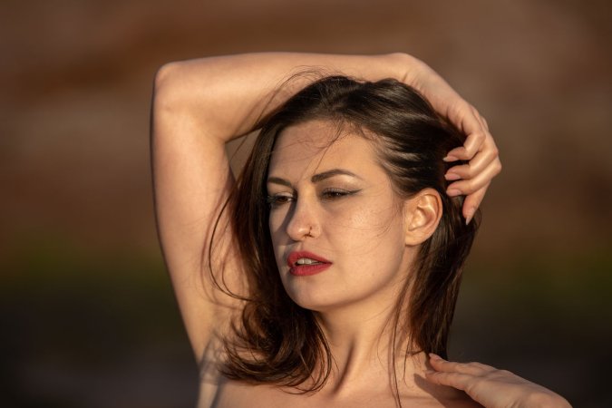 Sensual Demi Fray bares all on rocky shore, red bikini teased then shed in golden light — Demi Fray #5