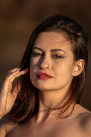 Sensual Demi Fray bares all on rocky shore, red bikini teased then shed in golden light — Demi Fray #11