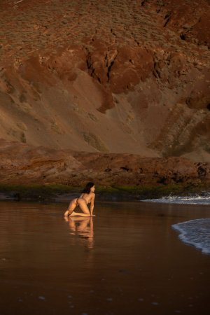Sensual Demi Fray bares all on rocky shore, red bikini teased then shed in golden light — Demi Fray #19