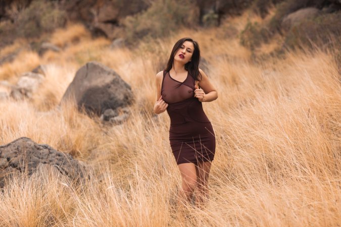 Demi Fray bares all in golden grass, bending nude under sun, every curve on display for your eyes — Demi Fray #2