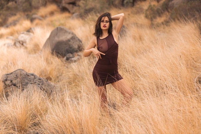 Demi Fray bares all in golden grass, bending nude under sun, every curve on display for your eyes — Demi Fray #3